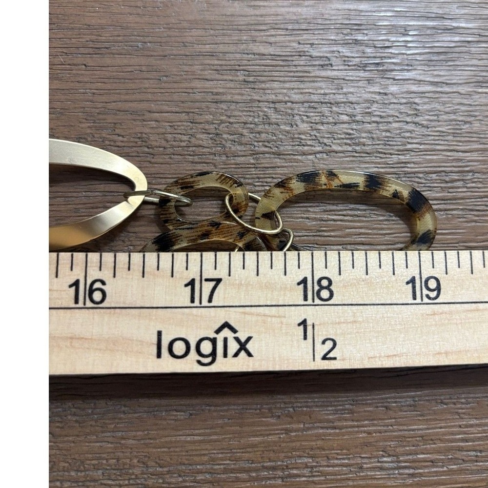 Chico's Style Extra Long 43" Leopard Print Resin & Matte Gold Link Rope Necklace - Picture 5 of 11